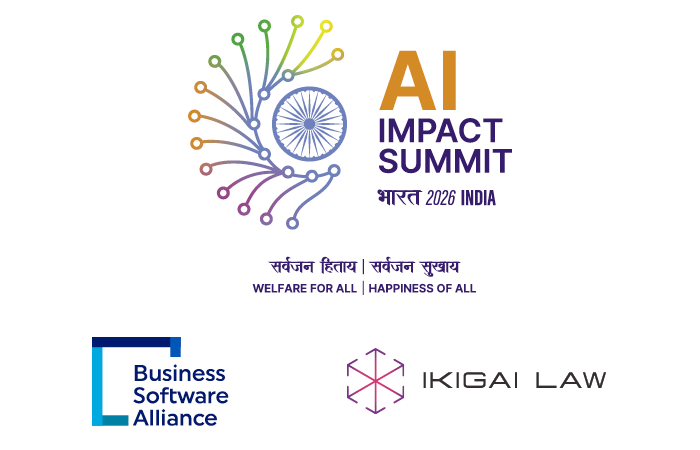 logos of BSA, Ikigai Law, and AI India Summit